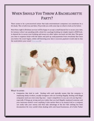 When Should You Throw A Bachelorette Party?