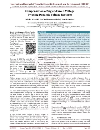 Compensation of Sag and Swell Voltage by Using Dynamic Voltage Restorer