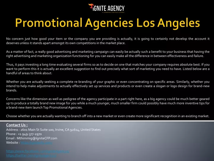 promotional agencies los angeles