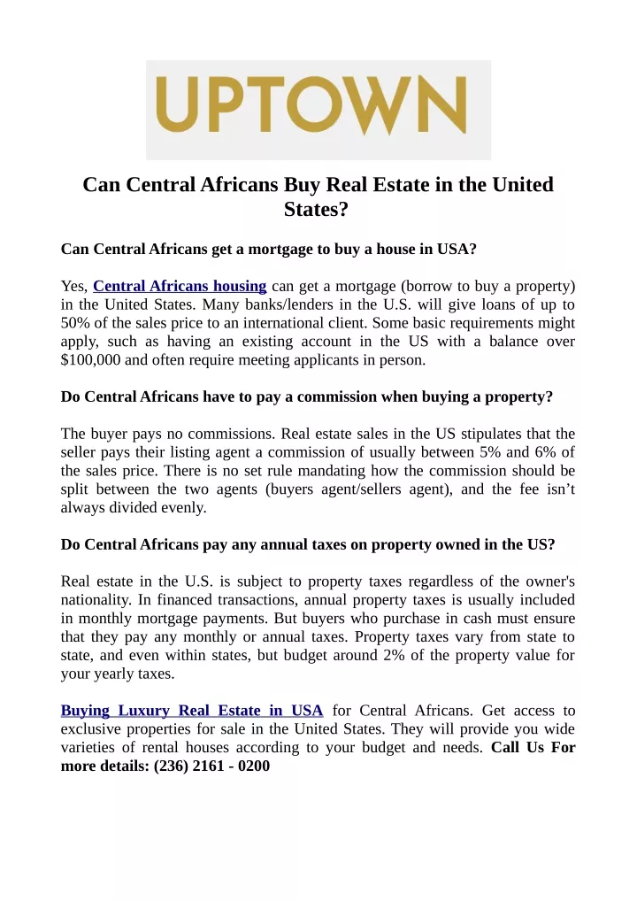 can central africans buy real estate