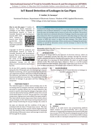 IoT Based Detection of Leakages in Gas Pipes