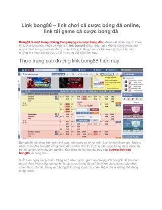 Link bong88 – link chơi cá cược bóng đá online, link tải game cá cược bóng đá