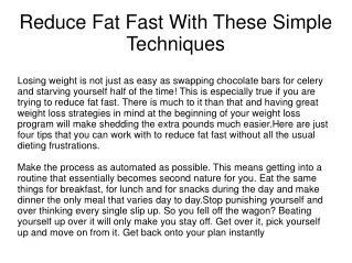 Reduce Fat Fast With These Simple Techniques