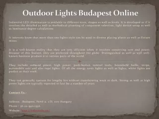 Outdoor Lights Budapest Online