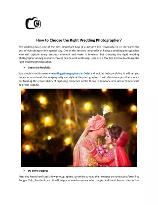 How to Choose the Right Wedding Photographer?
