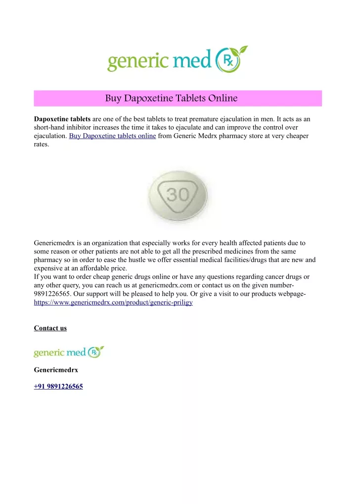 buy dapoxetine tablets online