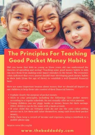 The Principles For Teaching Good Pocket Money Habits