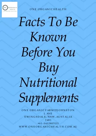 Is it necessary to buy nutritional supplements?