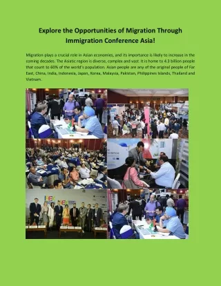 Explore the Opportunities of Migration Through Immigration Conference Asia!