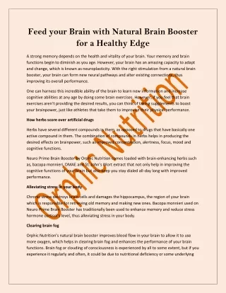 Feed Your Brain With Natural Brain Booster for a Healthy Edge