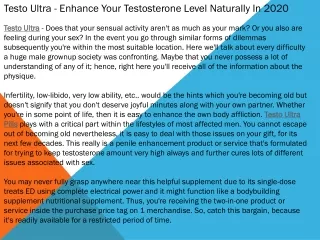 Testo Ultra - Enhance Your Test0sterone Level Naturally In 2020