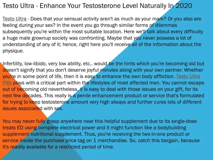 testo ultra enhance your testosterone level