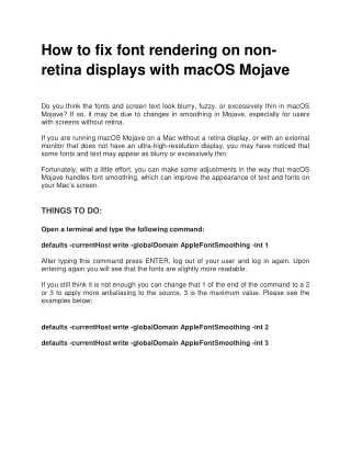 How to fix font rendering on non-retina displays with macOS Mojave