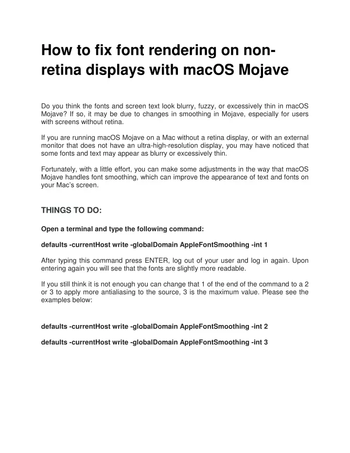 how to fix font rendering on non retina displays