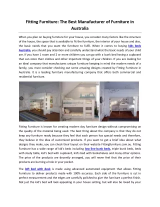 Fitting Furniture: The Best Manufacturer of Furniture in Australia