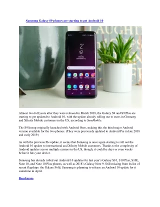 Samsung Galaxy S9 phones are starting to get Android 10