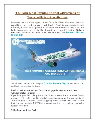 The Four Most Popular Tourist Attractions of Texas with Frontier Airlines