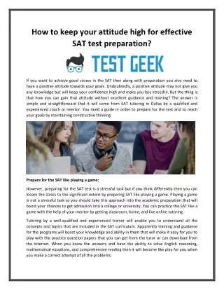 How to keep your attitude high for effective SAT test preparation