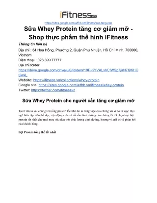 Sữa Whey Protein chính hãng tại tpHCM - iFitness kinh doanh