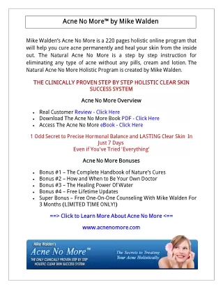 (PDF) Acne No More Book PDF Download: Mike Walden‎