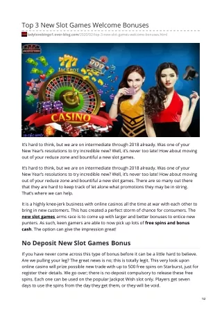 Top 3 New Slot Games Welcome Bonuses