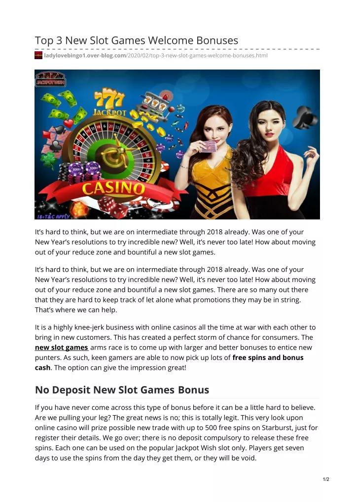 top 3 new slot games welcome bonuses