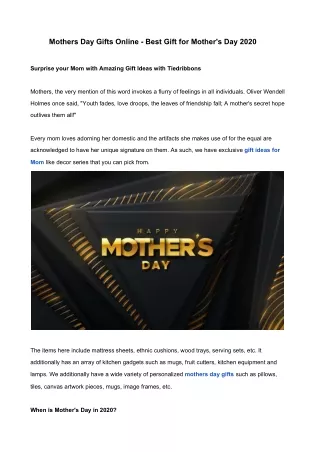 Mothers Day Gifts Online - Best Gift for Mother's Day 2020