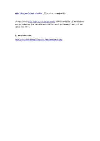 Video editor app for android and ios - iOS App development service