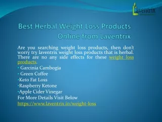 Best Herbal Weight Loss Products Online from Laventrix