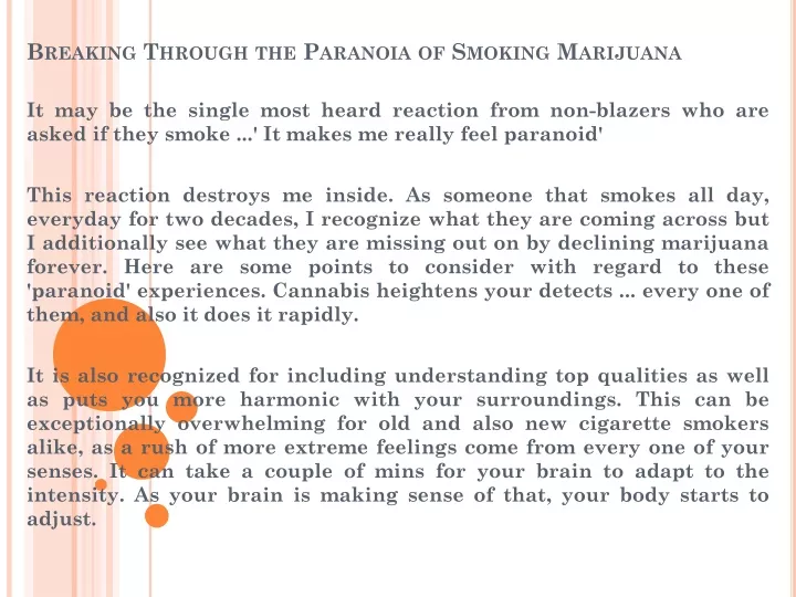 breaking through the paranoia of smoking marijuana