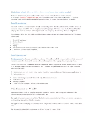 Stainless steel 304 vs 316 - how to select the right grade?