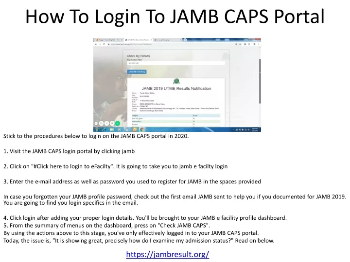 how to login to jamb caps portal