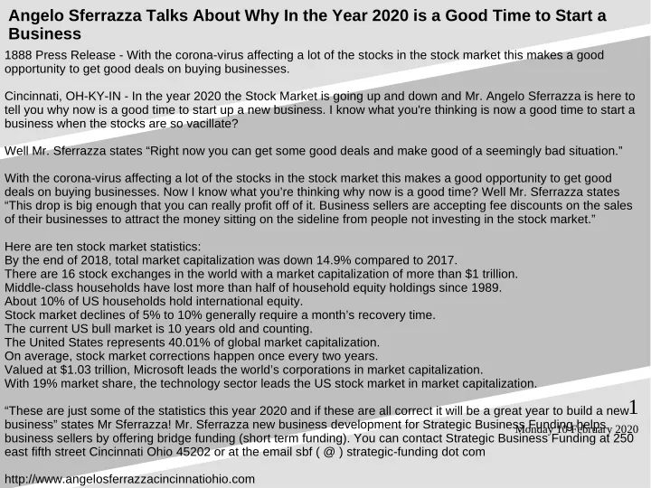 angelo sferrazza talks about why in the year 2020