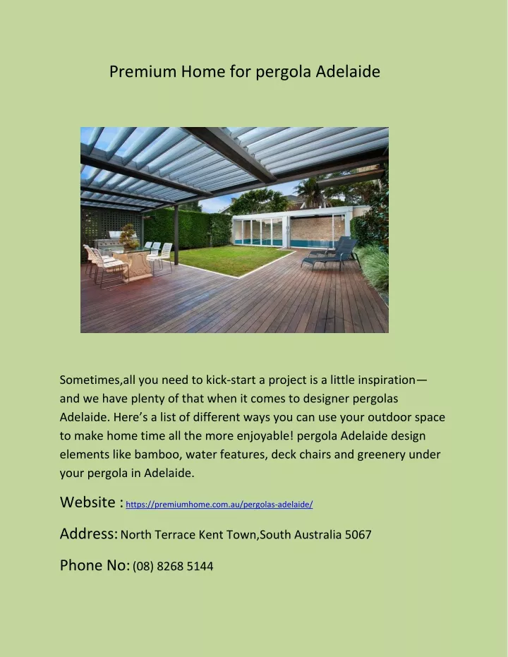 premium home for pergola adelaide