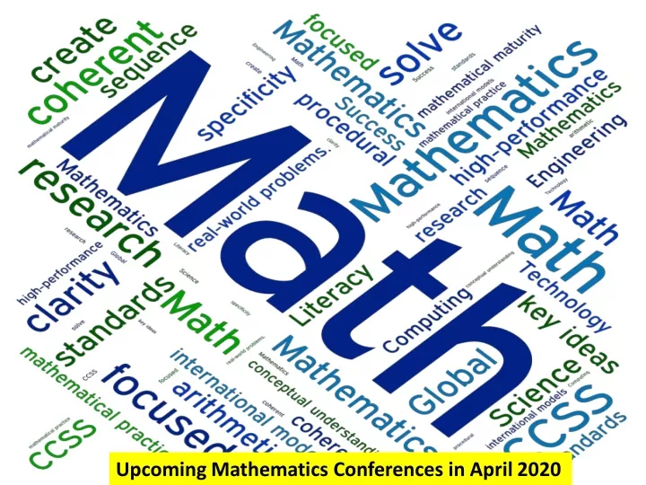 upcoming mathematics conferences in april 2020