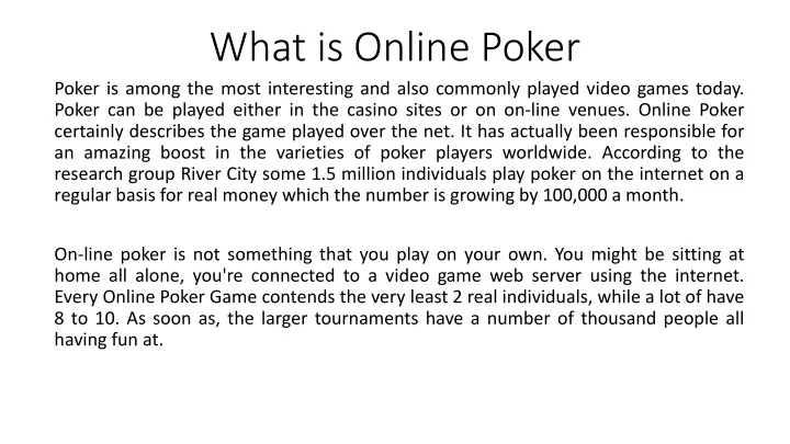 what is online poker