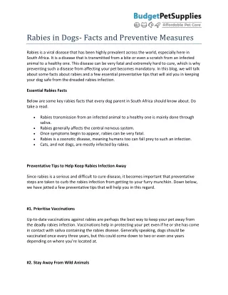 Rabies in Dogs- Facts and Preventive Measures