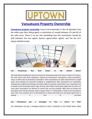 Luxury Real Estate- Vanuatuans property ownership