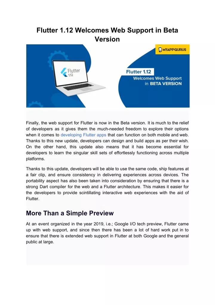 flutter 1 12 welcomes web support in beta version