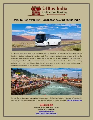 Delhi to Haridwar Bus – Available 24x7 at 24Bus India