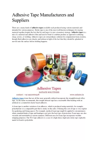 Adhesive Tape Manufacturers and Suppliers