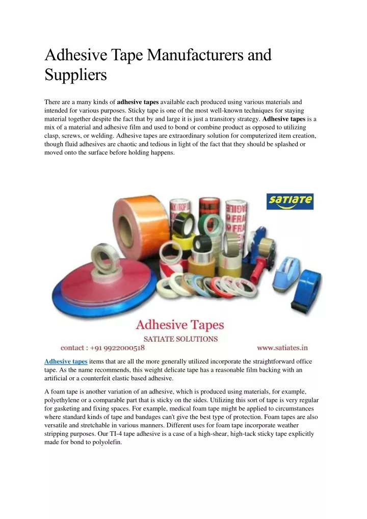 adhesive tape manufacturers and suppliers