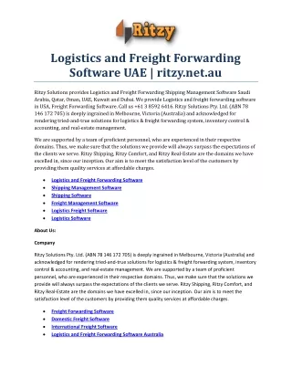 Logistics and Freight Forwarding Software UAE