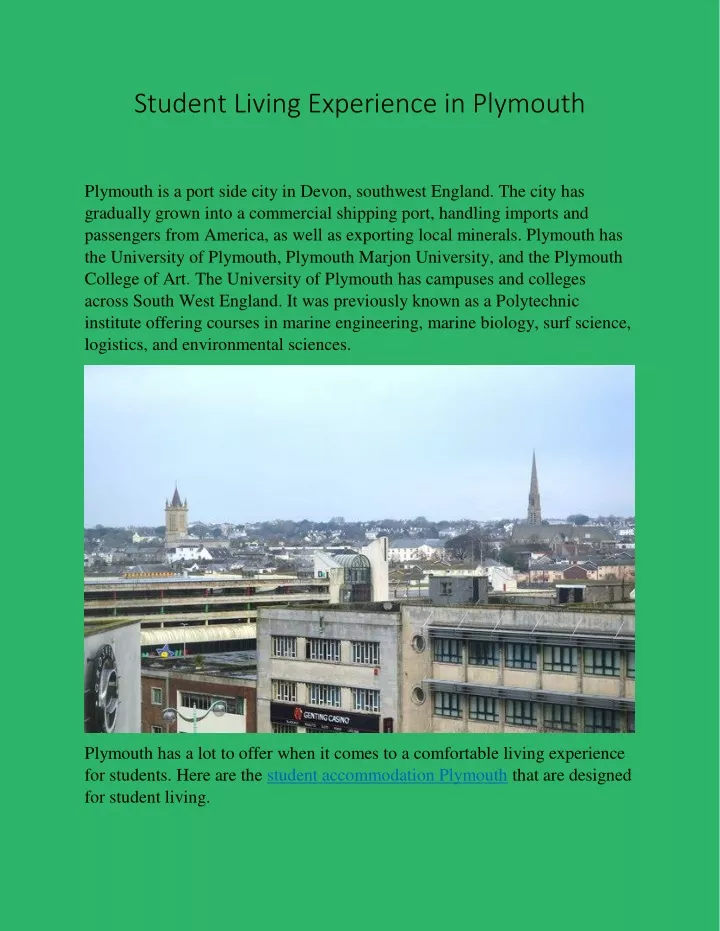 student living experience in plymouth
