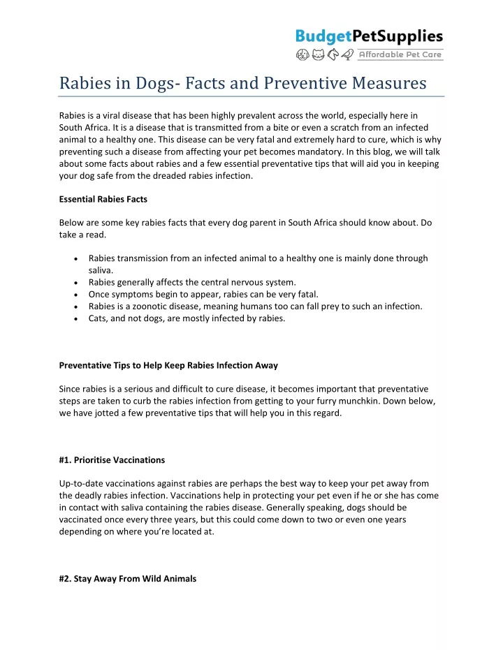 rabies in dogs facts and preventive measures