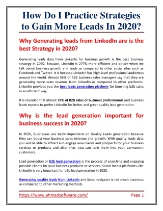 How do I practice strategies to gain more leads in 2020