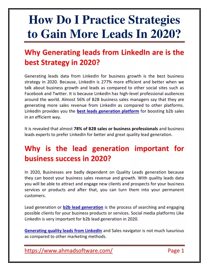 how do i practice strategies to gain more leads