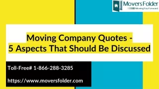 Moving Company Quotes - 5 Things that Must be Discussed