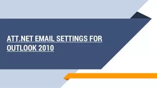 ATT.Net Email Settings for Outlook 2010