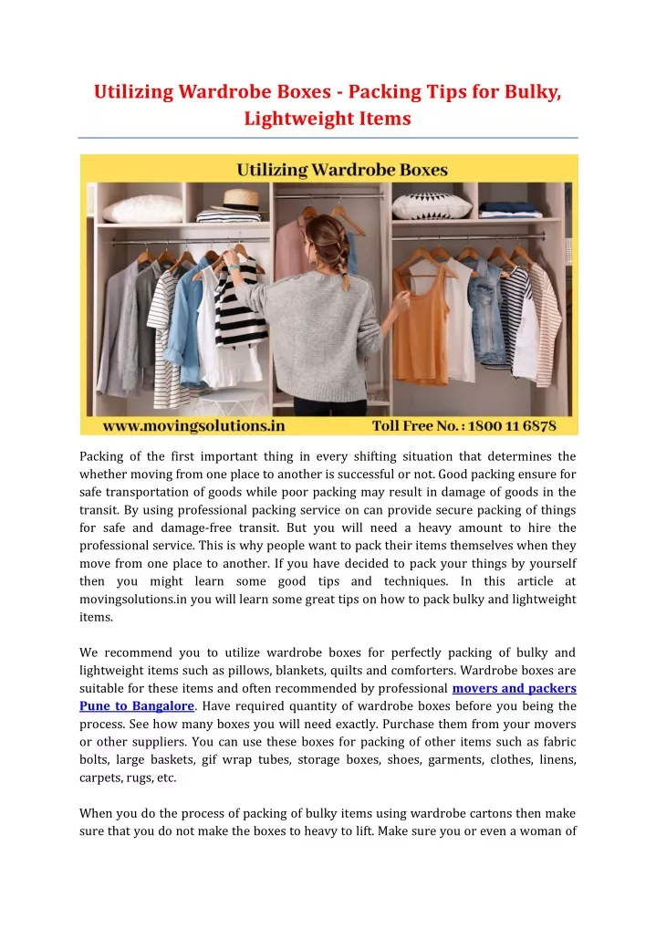 utilizing wardrobe boxes packing tips for bulky